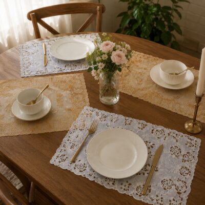 Manteles para Mesa Cuadrados Dorados/Plateados