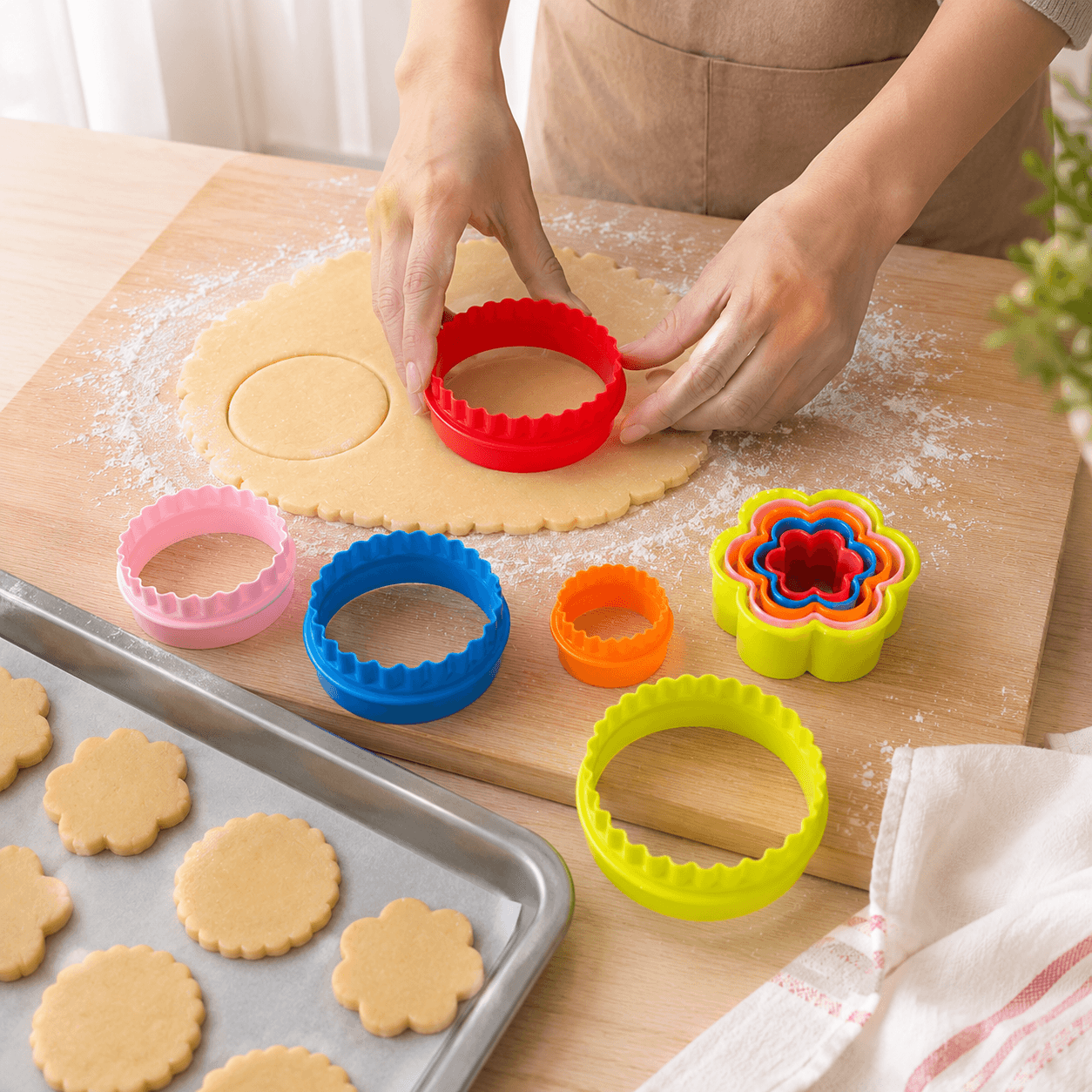 Sets de 5 Cortadores Tamaños para Galletas Circular/Flor