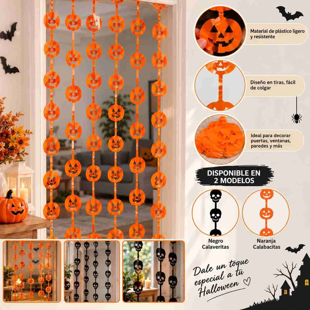 Cortinas Halloween para Fiestas Lluvia - Imagen 2