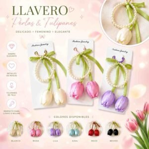 Llaveros con Tulipán Satin y Perlas - Image 2