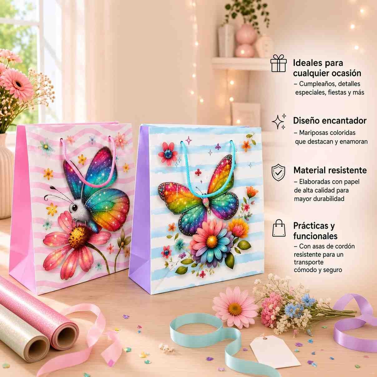 Bolsas para Regalo Mariposas y Flores - Imagen 3