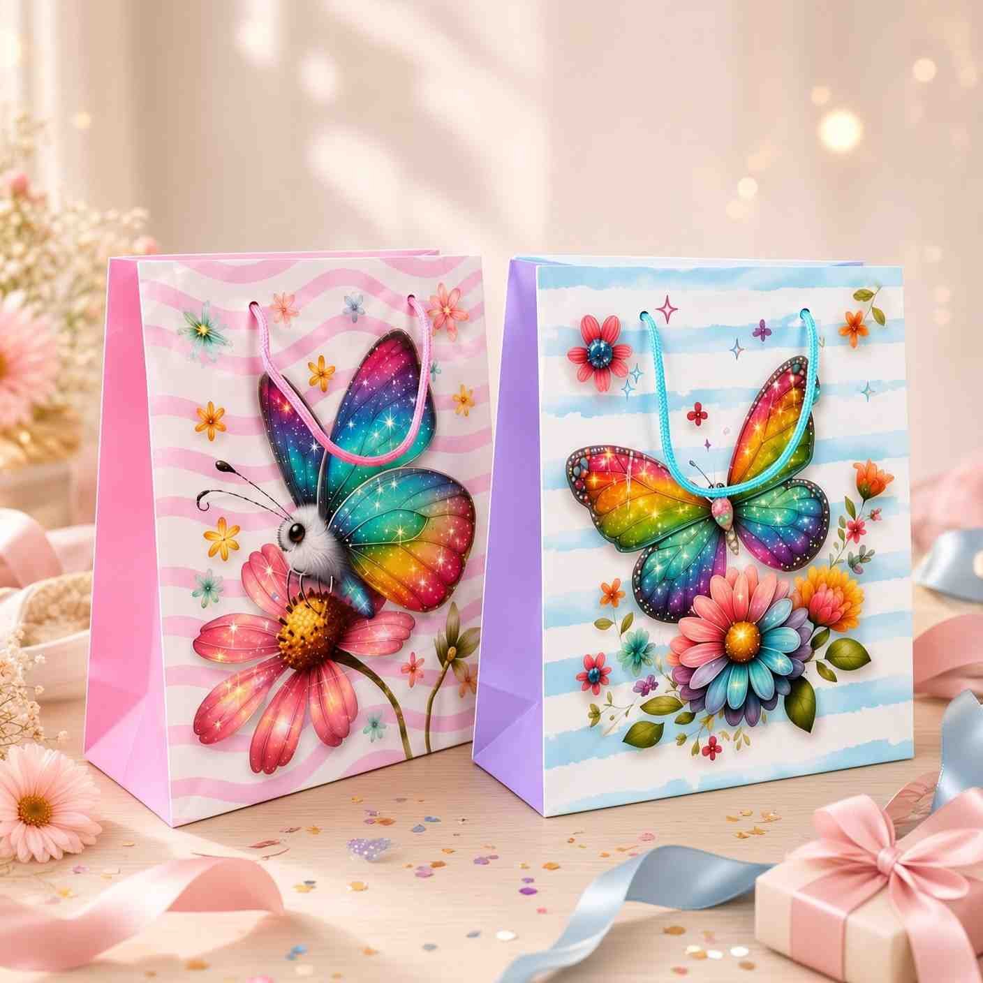 Bolsas para Regalo Mariposas y Flores
