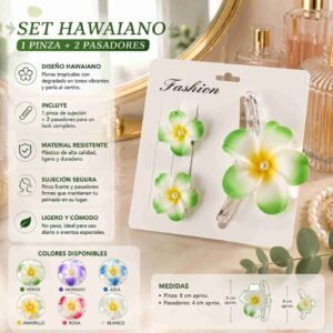 Sets de 3 Accesorios Pinza y psadores Flor Tropical - Imagen 3