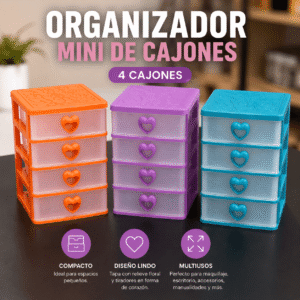Organizador Mini de 4 Cajones Corazón Transparentes - Image 2
