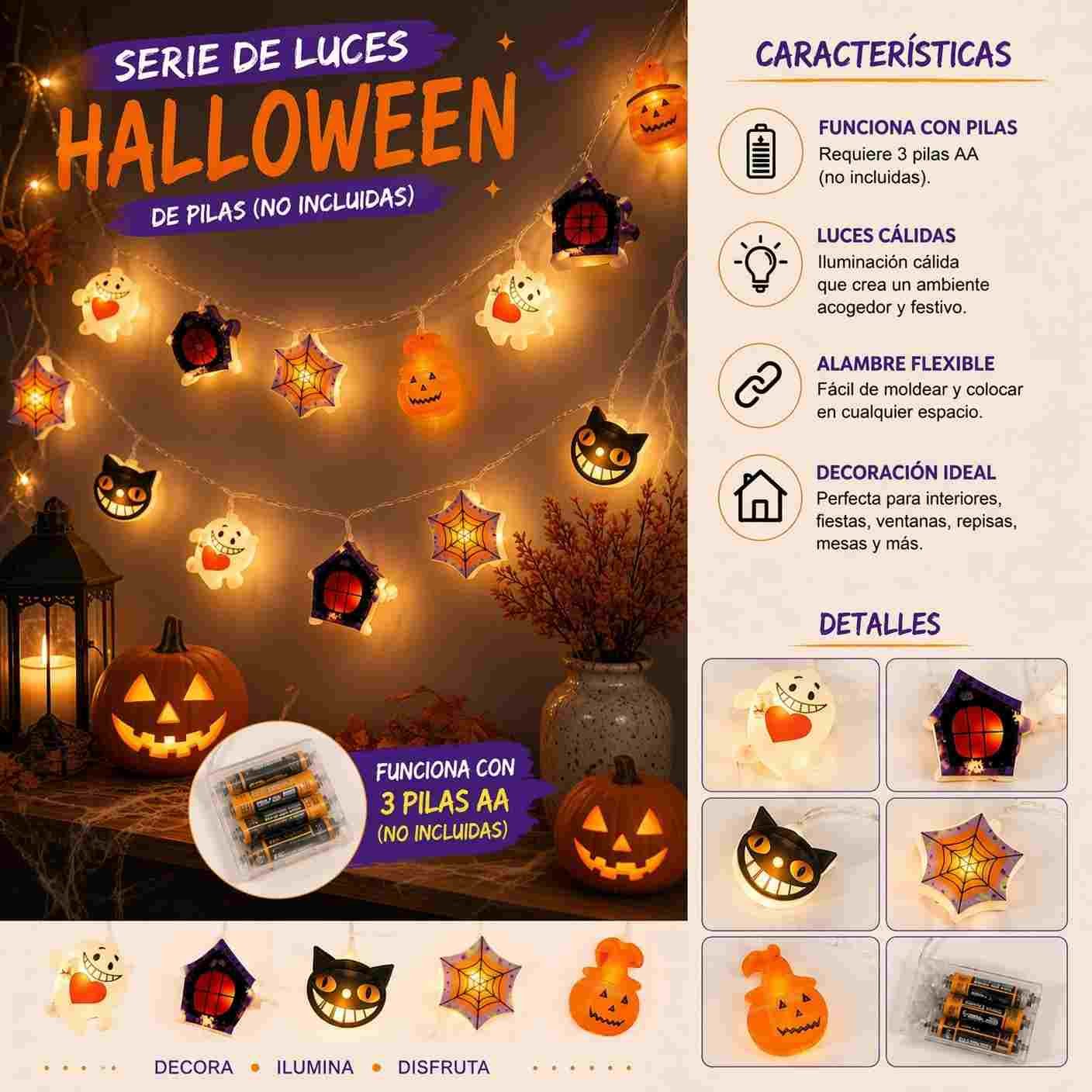 Serie de Luces Con Figuras de Halloween - Imagen 2