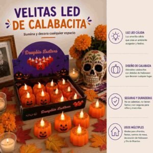 Velitas Halloween Led Calabacitas - Imagen 3