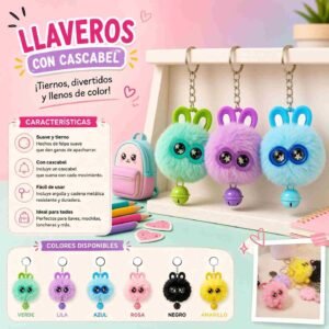 Llaveros PomPom Ojitos con Cascabel - Imagen 3