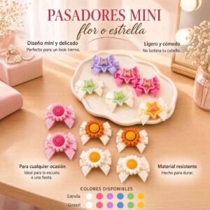 Dúos de Pasadores Girasol/Mariposas/Figuras con Moñito Lindo
