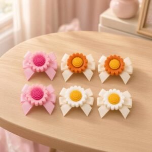 Dúos de Pasadores Girasol/Mariposas/Figuras con Moñito Lindo - Image 2