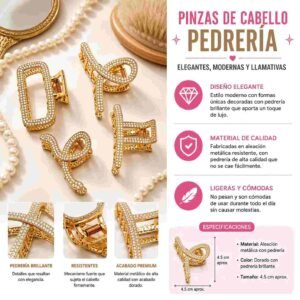Pinzas con Pedrería Dorada - Imagen 2