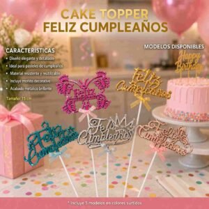 Cake Toppers "Feliz Cumpleaños" - Imagen 2