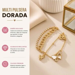 Multi Pulseras Doradas con Pedreria - Imagen 3