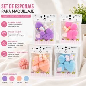 Sets Gatitos con Esponjas para Maquillaje - Imagen 2