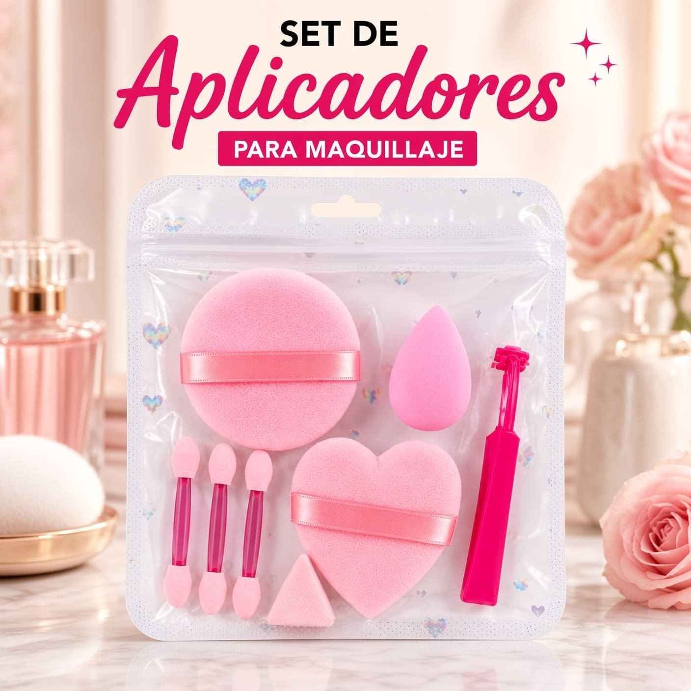 Bolsitas de Esponjas para Maquillaje, Perfilador y Aplicadores Corazon - Imagen 2