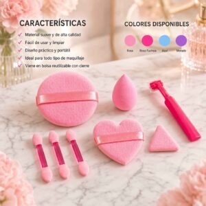 Bolsitas de Esponjas para Maquillaje, Perfilador y Aplicadores Corazon - Imagen 3