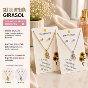 Sets Joyeria Girasol, Aretes y Collar - Imagen 3