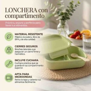Lonchera Lisa con Corptimento y Cuchara 