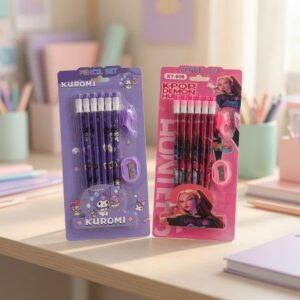 Sets con 6 Lapices con Goma y Sacapuntas Moda