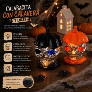 Lamparas Halloween Calabacita con Calaveritas - Imagen 3