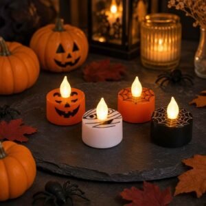 Velas Led Halloween Decoradas