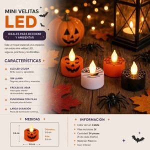 Velas Led Halloween Decoradas - Imagen 3