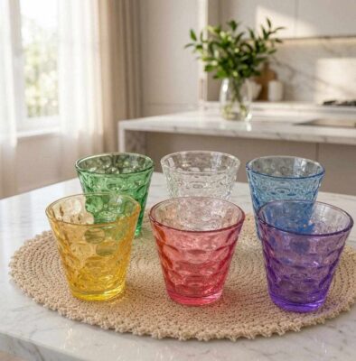 Set de 6 Vasos de Cristal Relieve