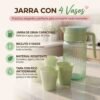 Jarra con 4 Vasos de Colores hermosos