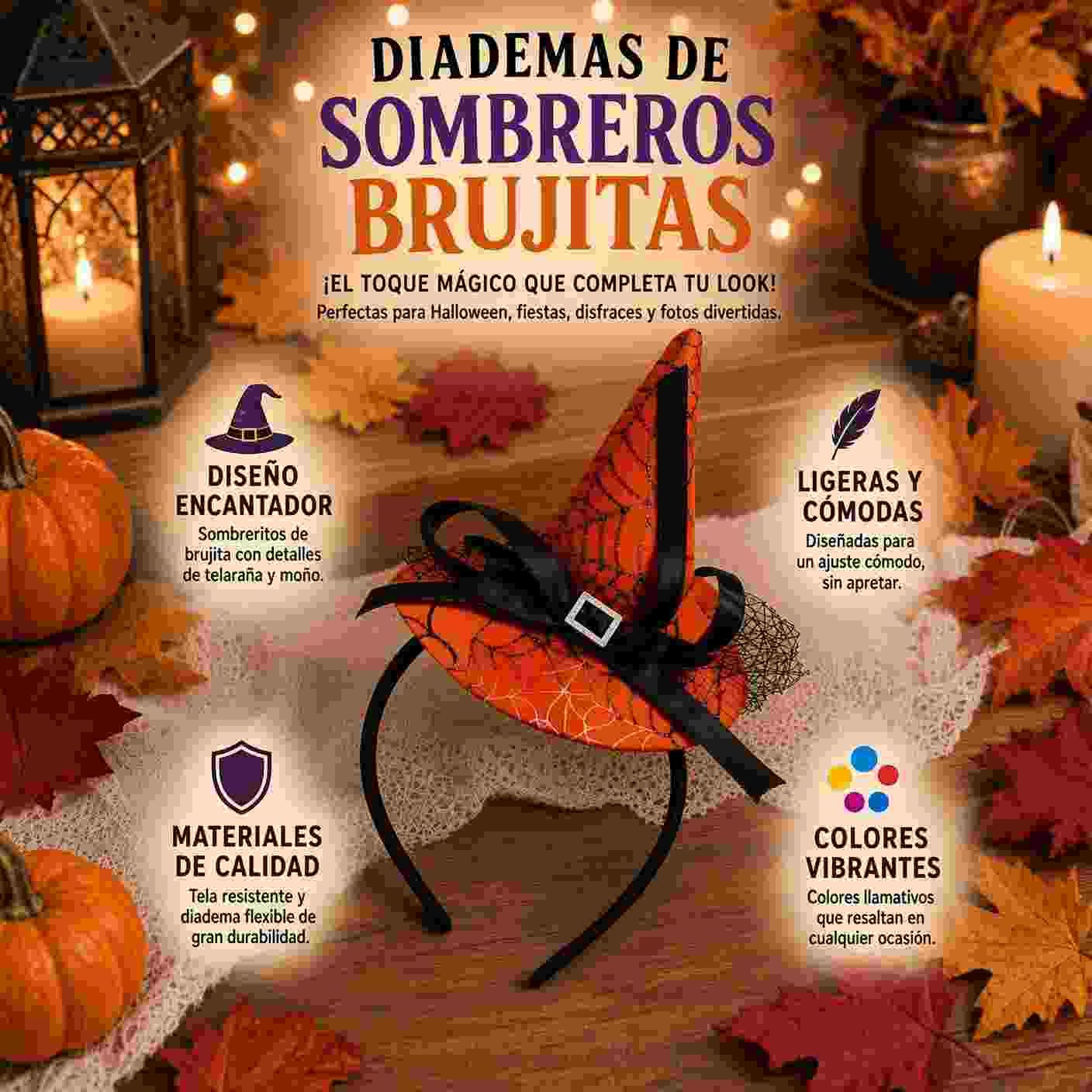 Diademas Sombrerito Halloween Brujas - Imagen 3
