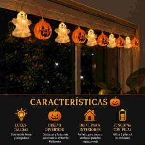 Serie de Luces Calabacita Y Fantasma Pilas - Imagen 2