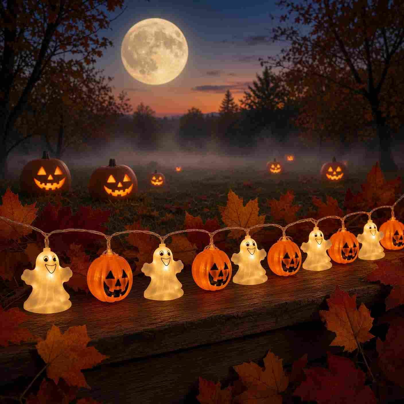 Serie de Luces Calabacita Y Fantasma Pilas