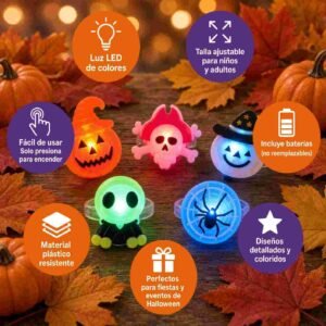 Anillos Piratas/Halloween con Luces - Imagen 2