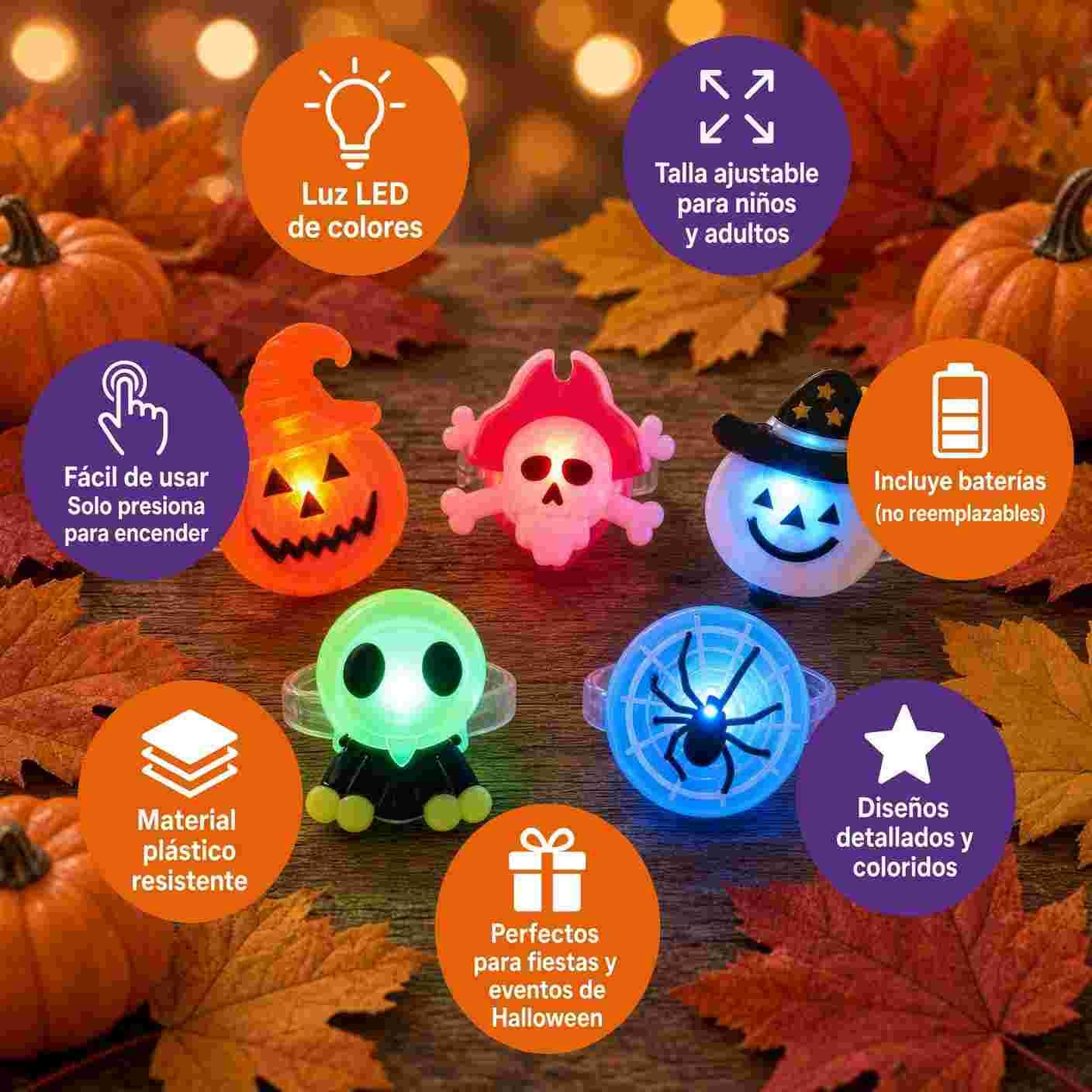 Anillos Piratas/Halloween con Luces - Imagen 2