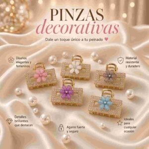 Pinzas Pedreria con Flor, Doradas - Imagen 3