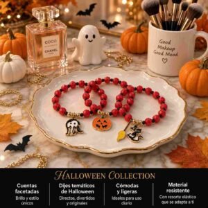 Pulseras Haloween Rojas con Dijes - Imagen 2