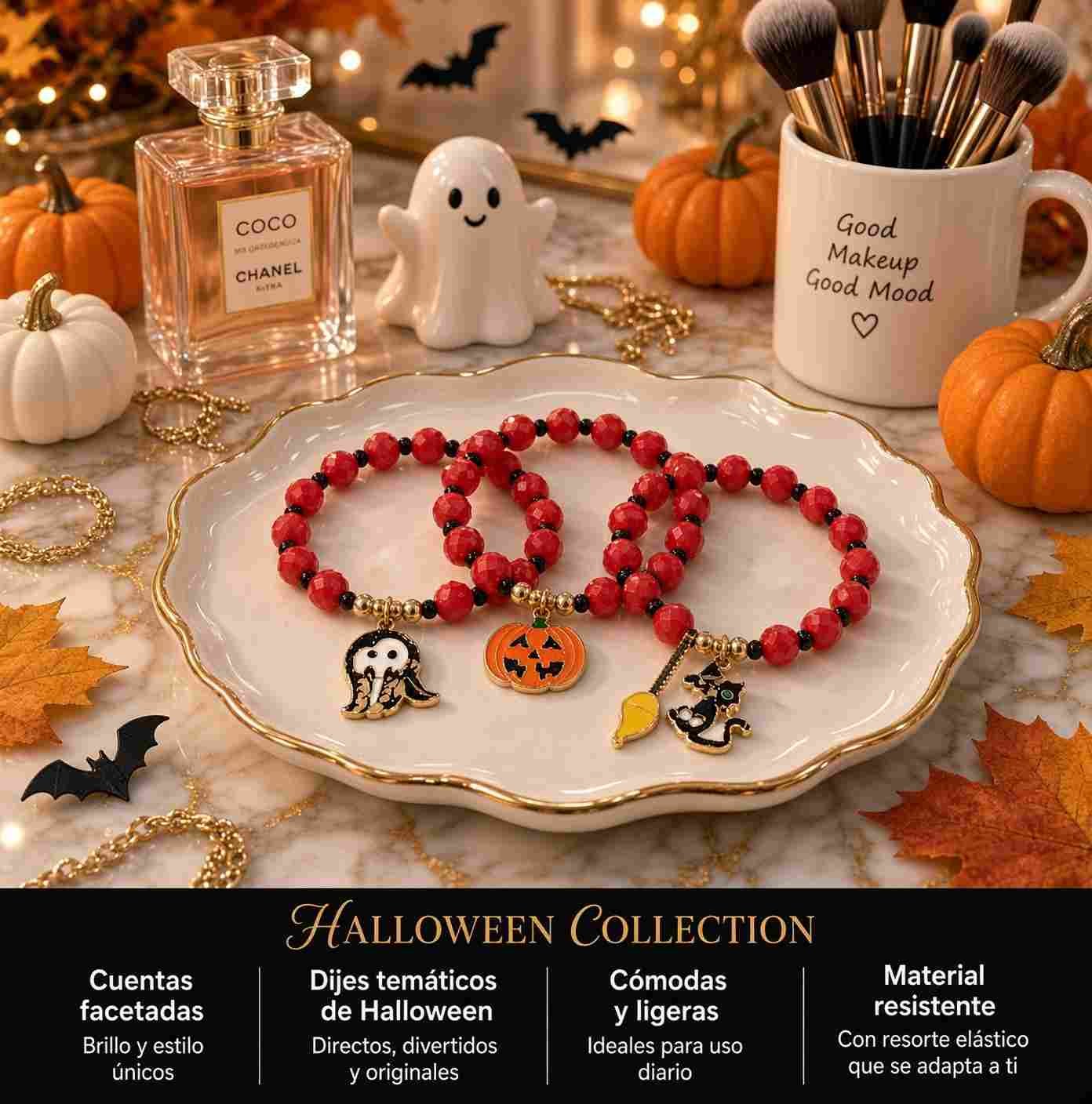 Pulseras Haloween Rojas con Dijes - Imagen 2