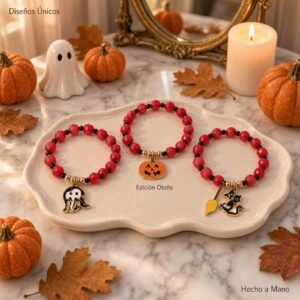 Pulseras Haloween Rojas con Dijes