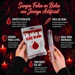 Sangre Falsa en Bolsa con Jeringaa Artificial - Imagen 2