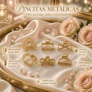 Pinzas Metalicas Doradas Figuras Moda - Imagen 3
