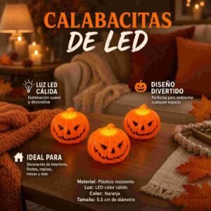 Calabacitas de Luz Led para Decorar Halloween - Imagen 2