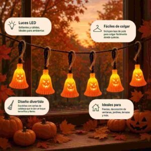 Escobitas Halloween para Decorar con Luces - Imagen 2