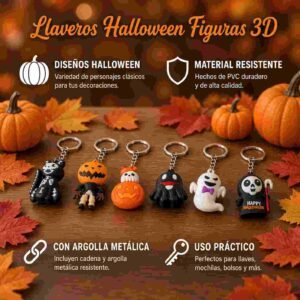 Llaveros Halloween Firguras 3D Calabacitas - Imagen 3
