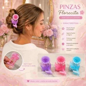 Pinzas Flores Hermosas con Brillos - Imagen 2