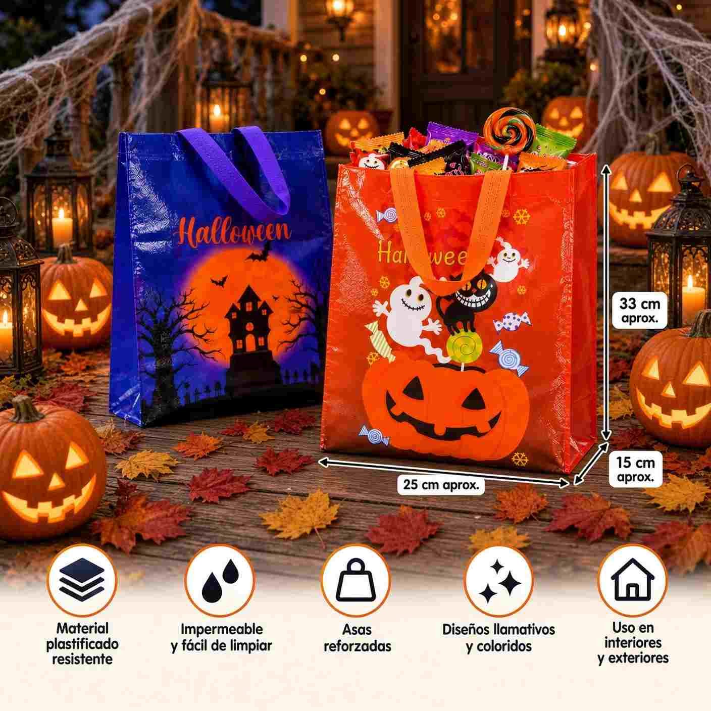 Bolsas Halloween Plastificadas Grandes - Imagen 2