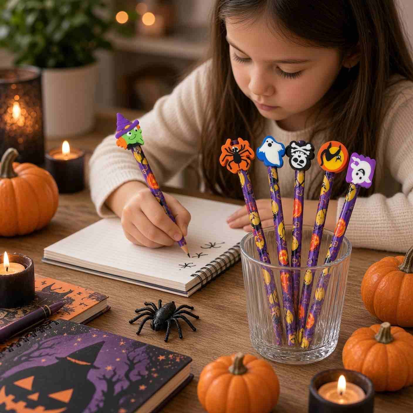 Set de 6 Lapices Halloween con Goma Figuras