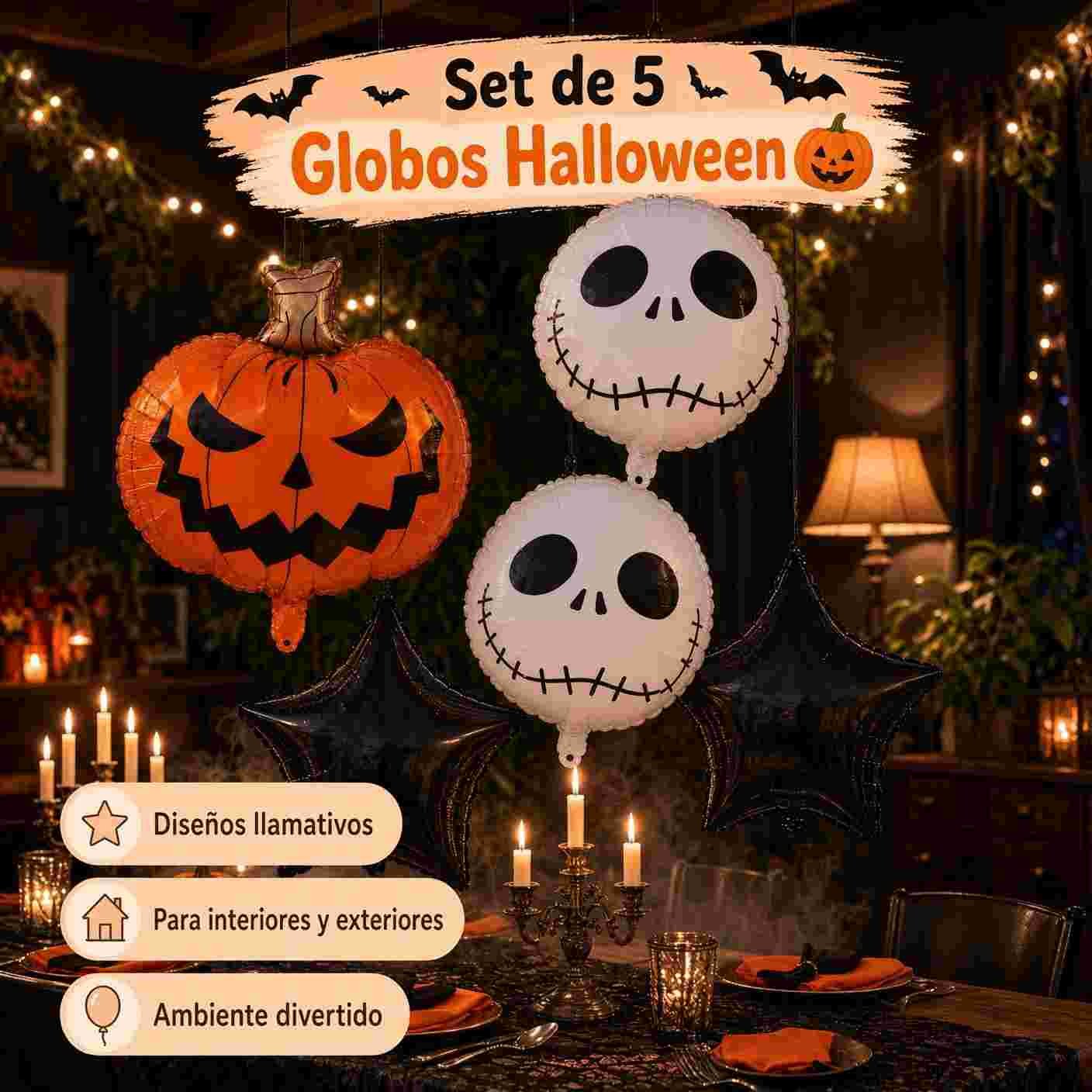 Decoración de 5 Piezas de Globos Halloween Figuras - Imagen 2