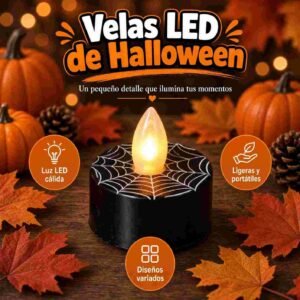 Velitas Halloween Led, Calabacitas/Fantasmas/Telaraña - Imagen 2