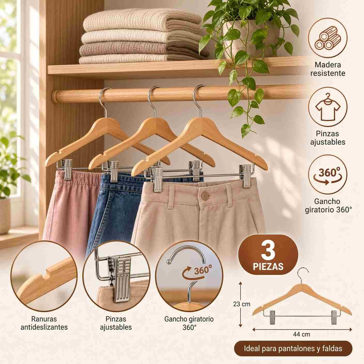 Set de 3 Ganchos con Pinzas para Ropa - Imagen 2
