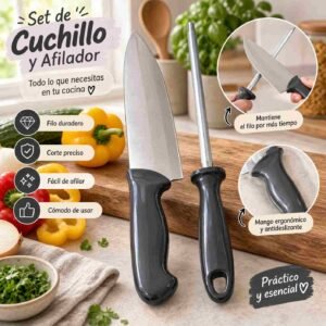 Sets Cocina, Cuchillo Grande y Afilador - Imagen 2
