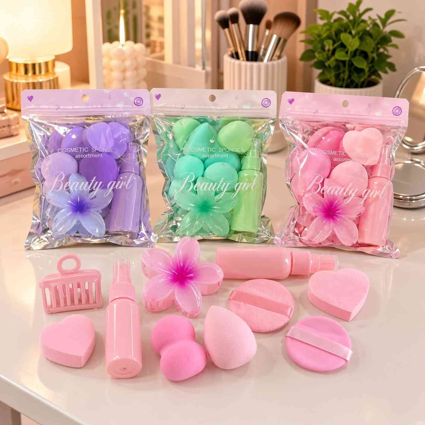 Sets para Maquillaje Esponjas, Spray y Pinza