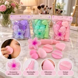 Sets para Maquillaje Esponjas, Spray y Pinza - Imagen 2